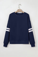 Orange Preppy Striped Sleeve Loose Sweatshirt