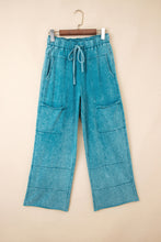 Medium Grey Mineral Wash Knot High Waist Raw Hem Pants