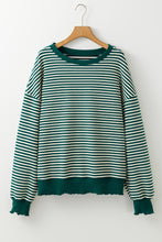 Brown Stripe Drop Shoulder Long Sleeve Top