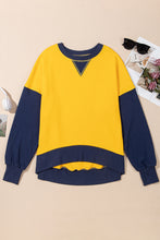 Light Grey Color Block Thumbhole Sleeve Drop Shoulder Sweatshirt