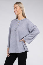 Ribbed Brushed Melange Hacci Henley Sweater