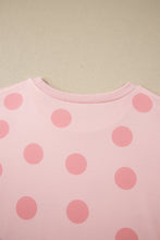Sky Blue Polka Dot Print Loose Tee Drawstring Elastic Waist Short Set