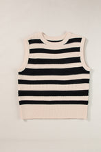 Black Stripe Round Neck Knit Top