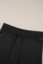 Black Loose Contrast Trim Half Sleeve Top and Drawstring Pants Set
