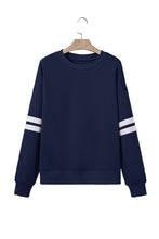 Orange Preppy Striped Sleeve Loose Sweatshirt