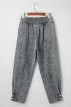 Medium Grey Mineral Wash Jogger Style High Waist Pants
