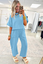 Mint Green Drop Shoulder Boxy Tee and Barrel Pants Set