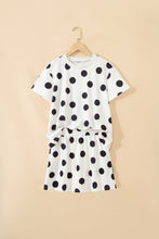 White Polka Dot Short Sleeve Top Casual Skort 2pcs Outfit