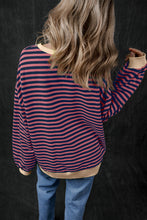 Sky Blue Stripe Contrast Edge Oversized Pullover