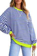 Racing Red Striped Contrast Trim Drop Shoulder Sweatshirt