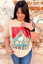 Khaki Cowgirl Slogan Print Rodeo Graphic Tee