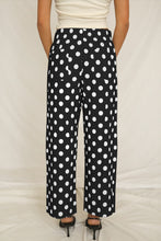 White Polka Dot Print Patched Pocket Loose Pants