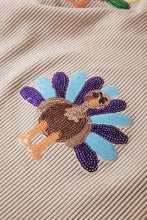 Smoke Gray Sequin Turkey Graphic Corded Baggy Sweatshirt