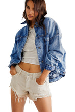 Light Blue Washed Oversized Pocketed Denim Jacket