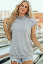 Yellow Solid Color High Neck Cap Sleeve Loose Top