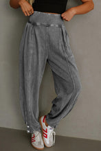 Medium Grey Mineral Wash Jogger Style High Waist Pants