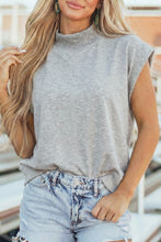 Yellow Solid Color High Neck Cap Sleeve Loose Top