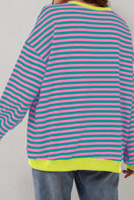 Racing Red Striped Contrast Trim Drop Shoulder Sweatshirt