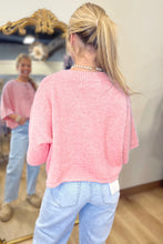 Beau Blue 3/4 Sleeve Boxy Knit Button Down Sweater Cardigan