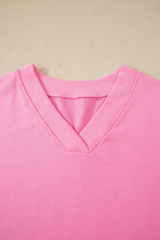 Sachet Pink V Neck Short Sleeve Top Drawstring Shorts 2pcs Set