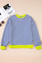 Racing Red Striped Contrast Trim Drop Shoulder Sweatshirt