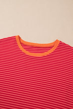 Orange Stripe Plus Size Drop Shoulder Long Sleeve Top