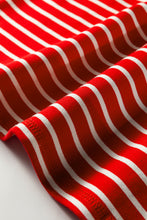 Brown Stripe Ribbed Round Neck Trim Loose Tank Top