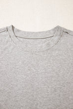 Gray Solid Color Short Sleeve Tee High Waist Shorts Set