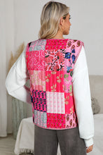 Rose Reversible Floral And Striped Boho Cardigan Vest