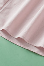 Mist Blue Colorblock Ruffled Sleeve Frill V Neck Blouse