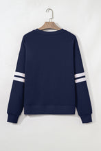 Orange Preppy Striped Sleeve Loose Sweatshirt
