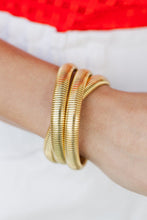 Gold 3 Pieces Metal Stretch Bracelet Set