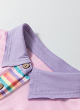 Pink Rainbow Stripe Henley Collar Patchwork Mini Dress