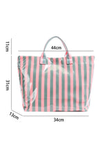 Light Blue Glossy Striped Vinyl Large Tote Bag