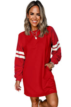 Orange Preppy Striped Sleeve Loose Mini Dress