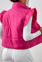 Rose Red Sleeveless Standing Collar Warm Vest Cotton Jacket