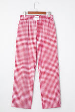 Fiery Red Gingham Casual Loose Pants