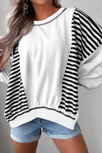 Red Striped Colorblock Patchwork Oversized Sweatshirt