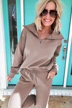 Goat Zip Collar Long Sleeve Top Drawstring Pants Set