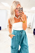 Medium Grey Mineral Wash Knot High Waist Raw Hem Pants