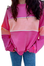 Sachet Pink Colorblock Ribbed Trim Sweatshirt