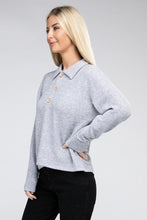 Brushed Melange Hacci Collared Sweater