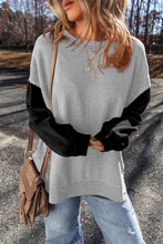 Gold Flame Two Tone Patchwork Drop Shoulder Pullover Sweatshirt