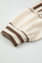 Khaki Striped Patchwork Oversized Pullover Top
