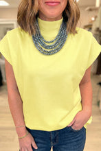 Yellow Solid Color High Neck Cap Sleeve Loose Top