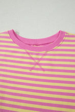 Pink Stripe Loose Short Sleeve Top and Skirt Set