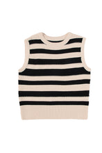 Black Stripe Round Neck Knit Top