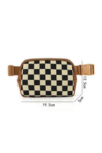 Coffee Faux Leather Checkered Patchwork Crossbody Bag