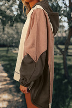 Beige Patchwork High Low Oversized Hoodie