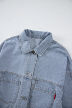 Light Blue Washed Oversized Pocketed Denim Jacket